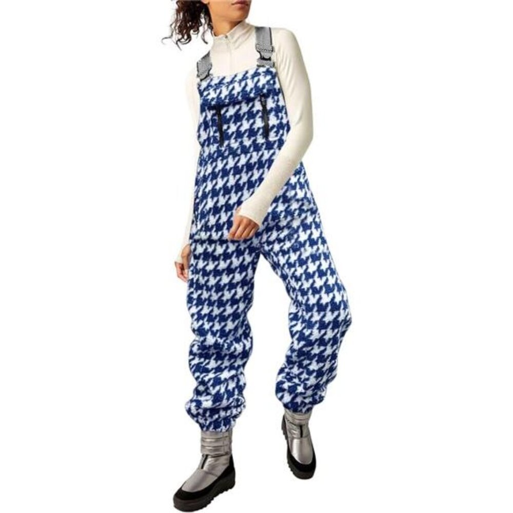 Women's Fleece Overalls Adjustable Strap Loose Casual Jumpsuits with Pockets - Picture 4 of 6